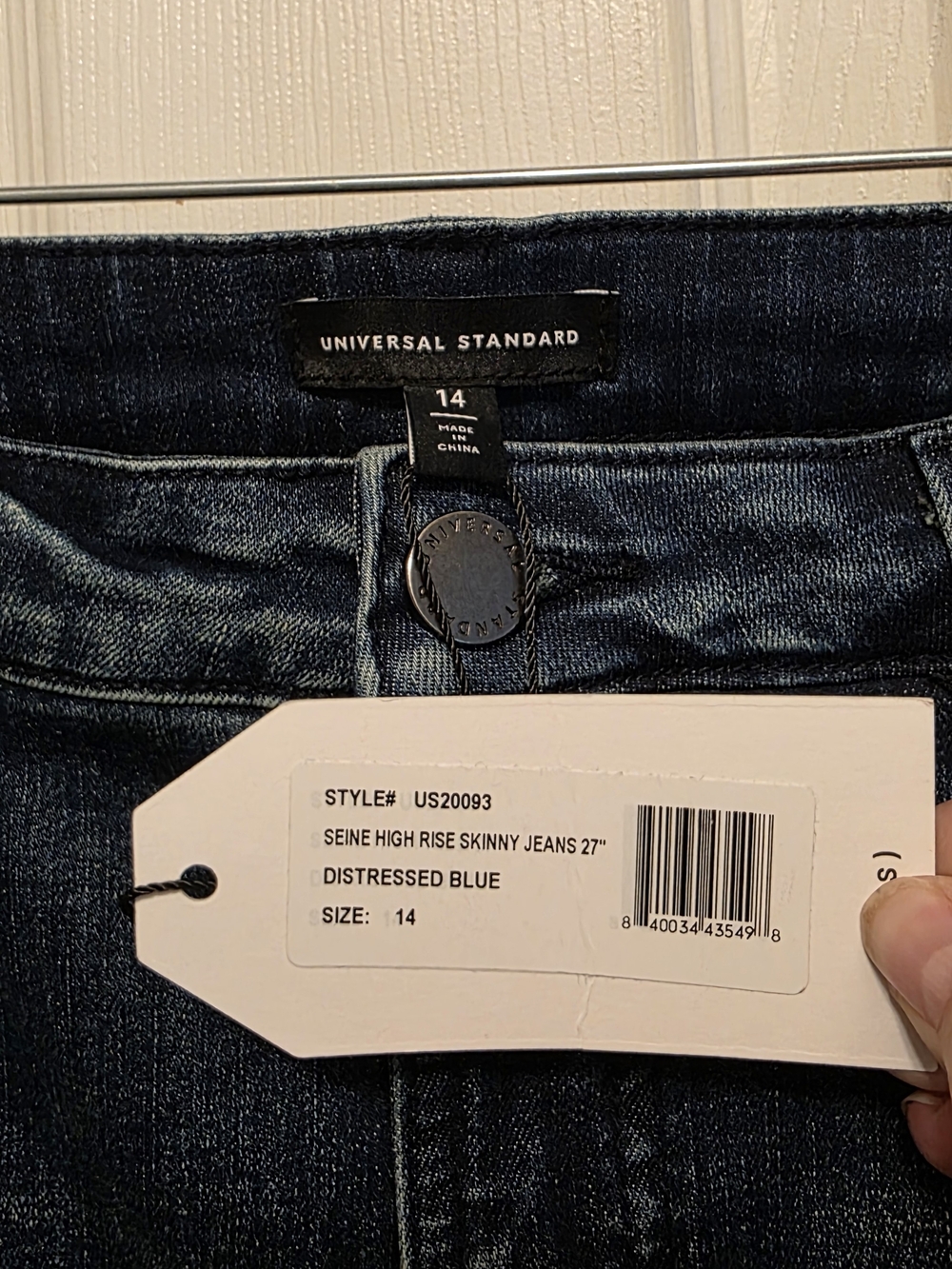 Universal Standard Seine High-Rise Skinny Jeans - Distressed Blue, Sz 14
